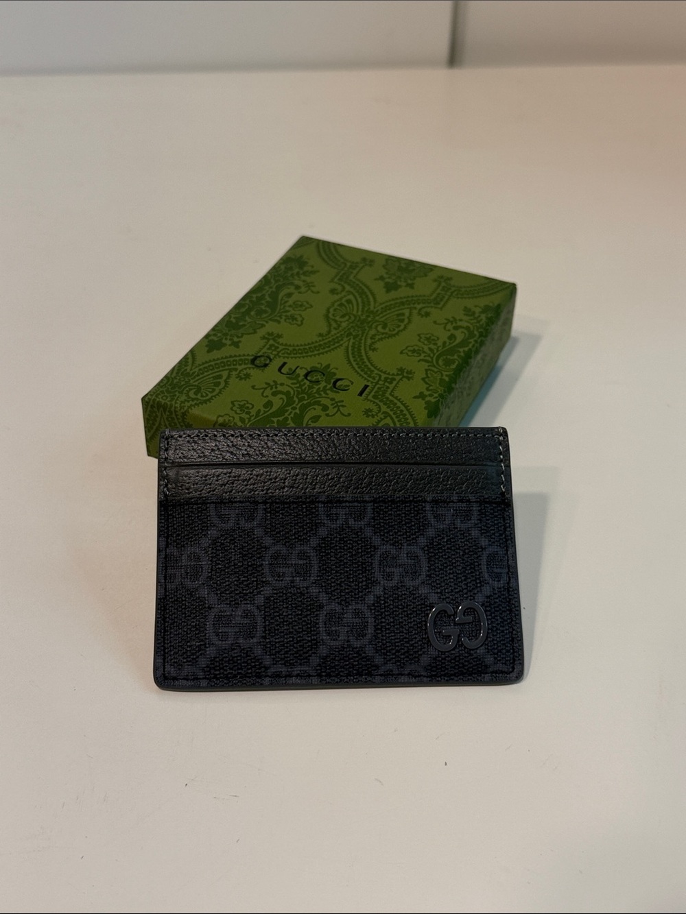 Gently used Gucci Black GG Card Case Wallet